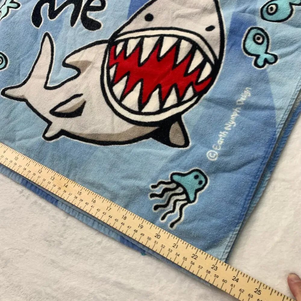 Earth Nymph Design Lot of 2 Kid Hooded Towels Shark Bite Me Hawaii Kauai